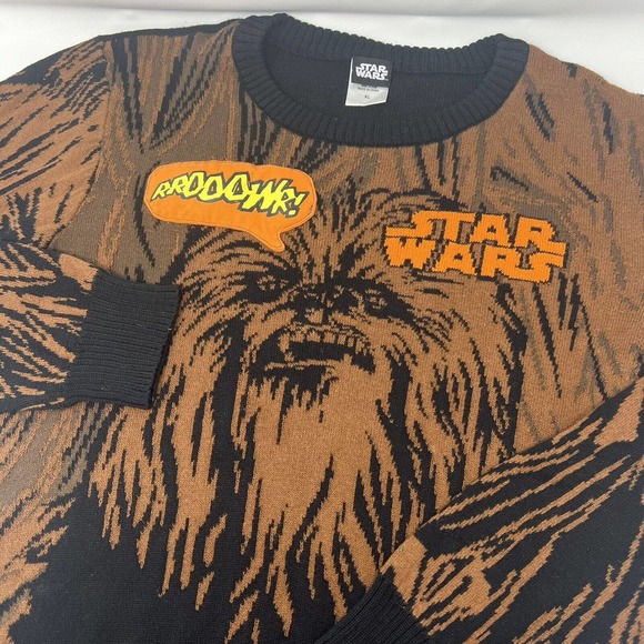 Star Wars Brown Knit Chewbacca Roar Sweater Youth Size XL, Fits Adult M/L READ - Picture 1 of 7